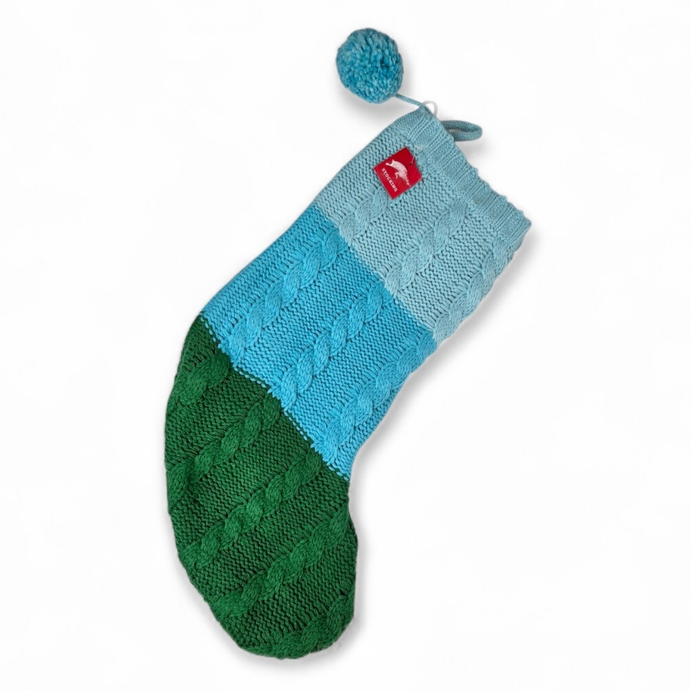 Wondershop Blue and Green Colorblock Cable Knit Christmas Stocking